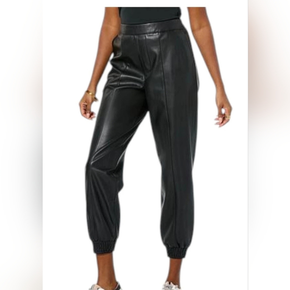 New Faux Leather Pull On Jogger Pants BLACK G Giuliana Black Label XL QVC